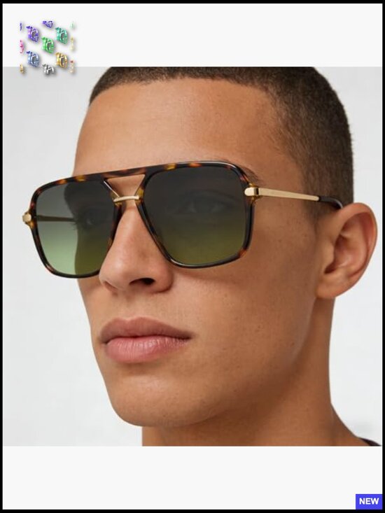 Retro Square Tinted Lens Aviator Sunglasses Trendy Unisex UV400 Protection main image 7